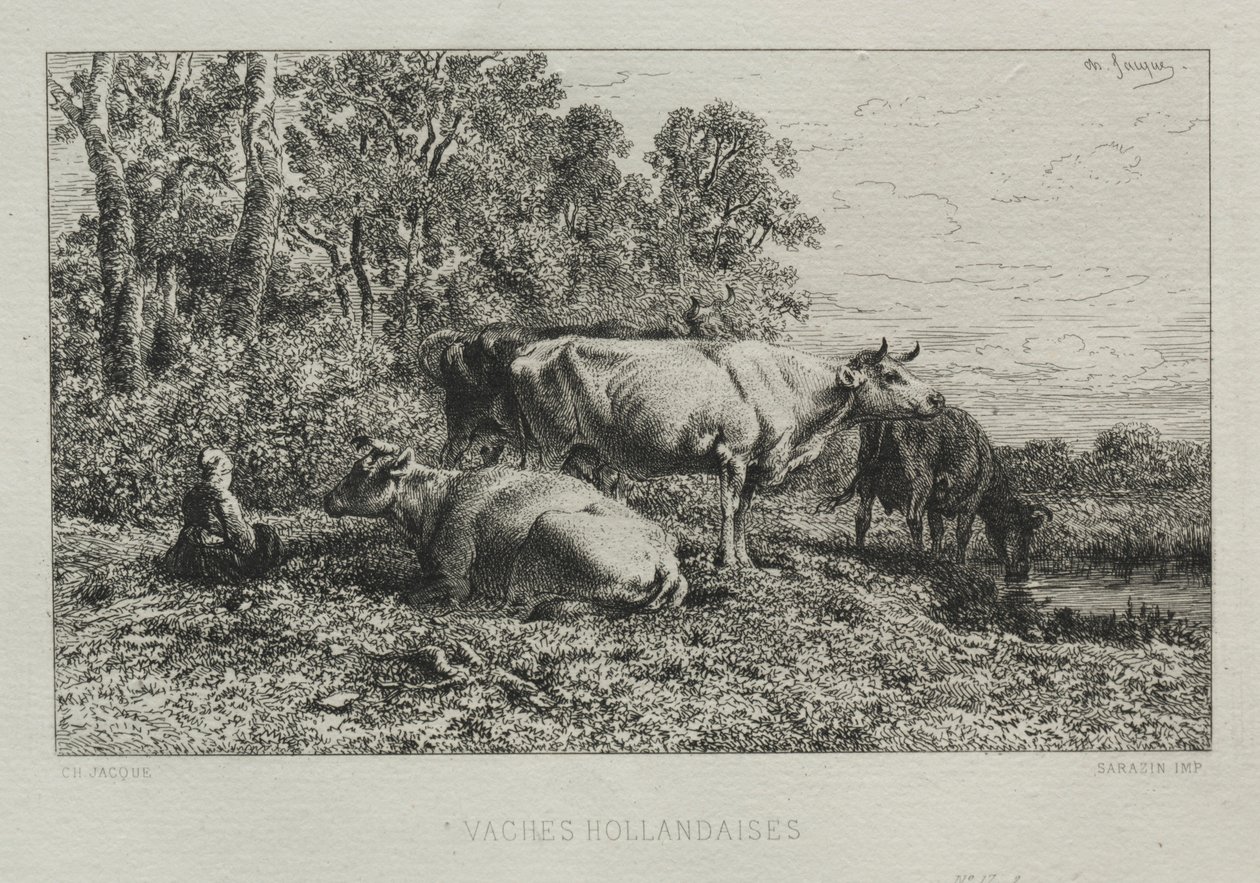 Holland Cows by Charles Emile Jacque