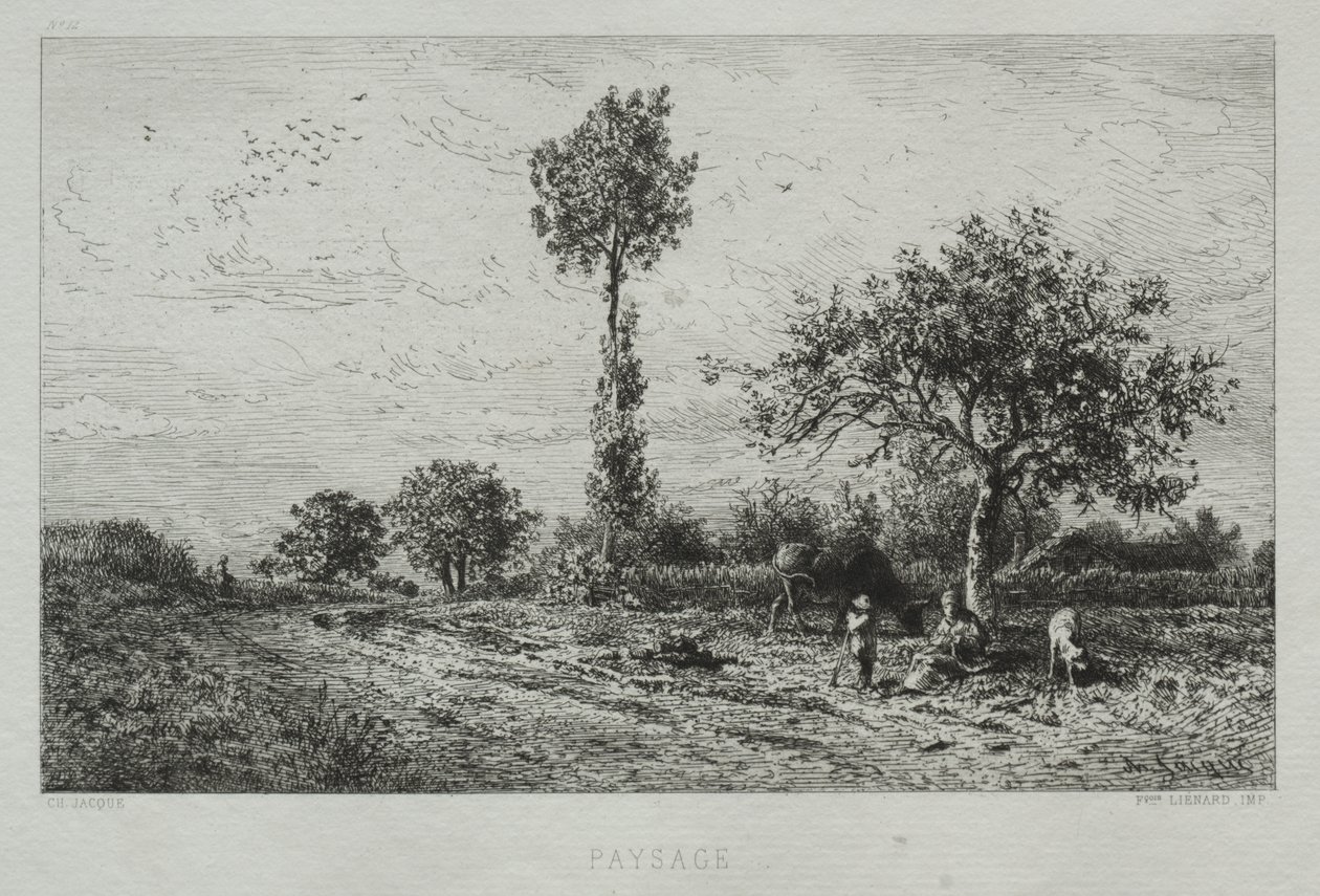 Landscape by Charles Emile Jacque