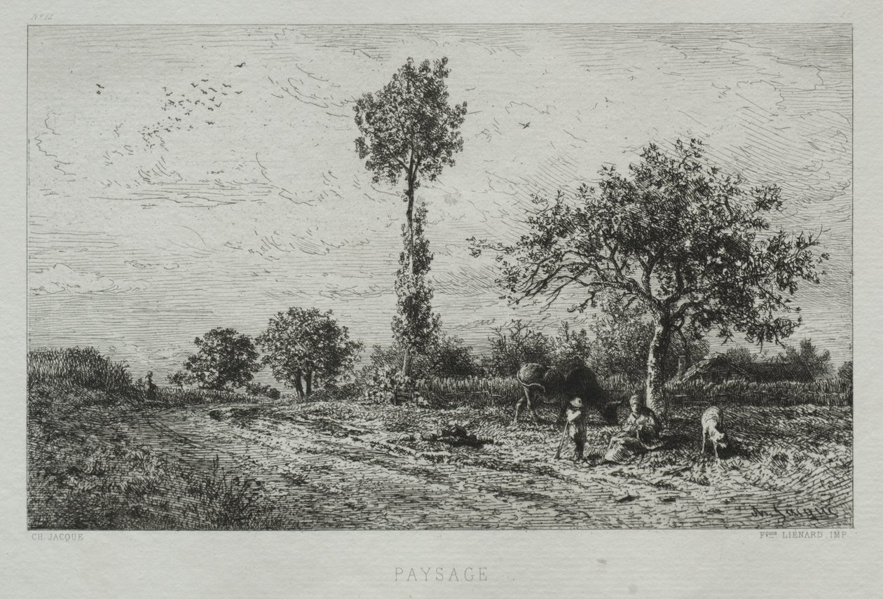 Landscape by Charles Emile Jacque