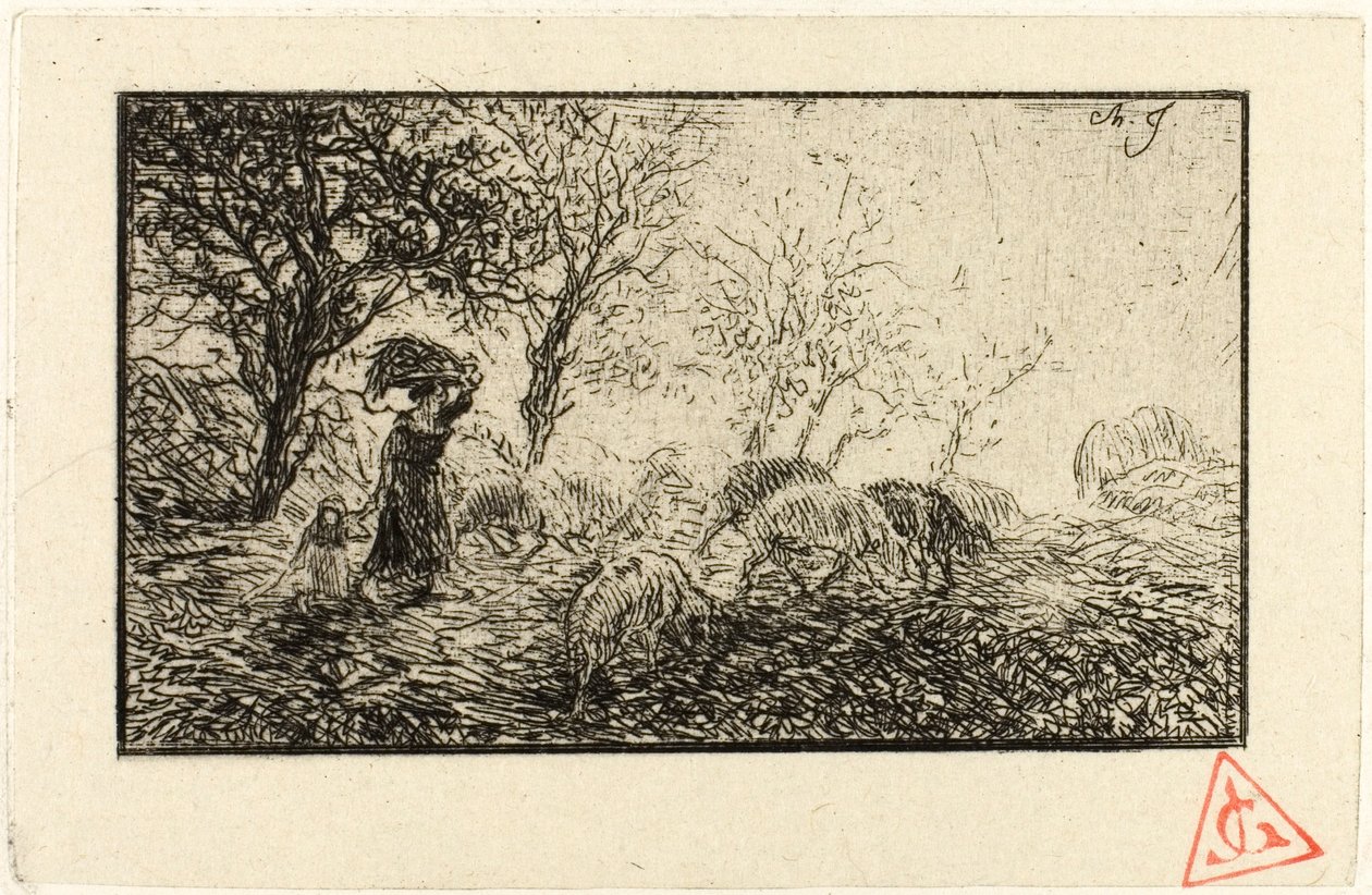 Landscape and Animals by Charles Emile Jacque