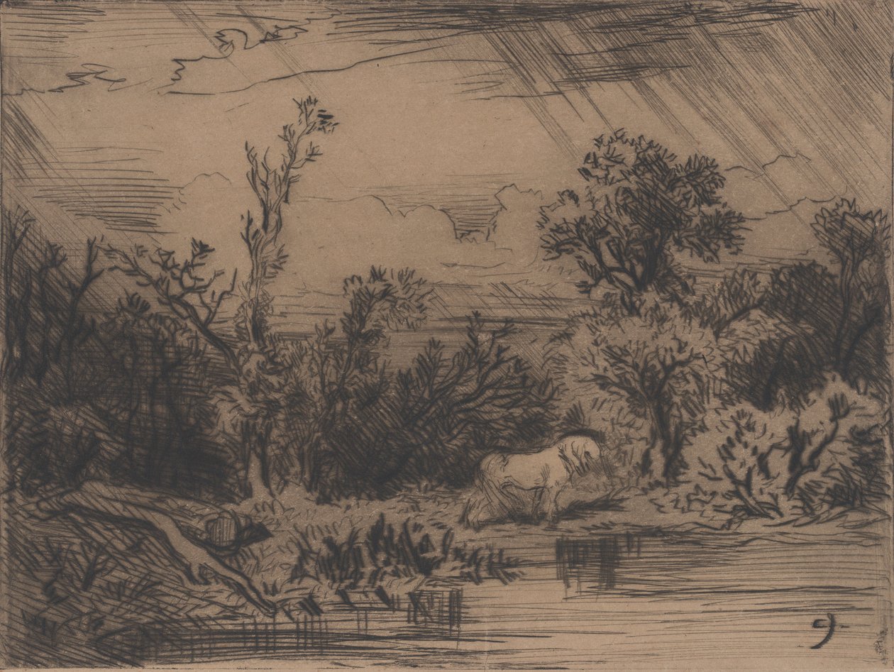 Landscape with Thunderstorm, 1848 by Charles Emile Jacque