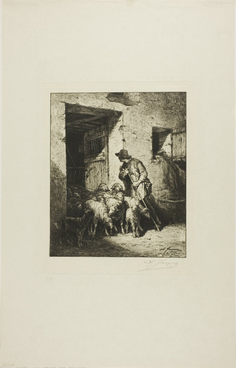 Letting the Sheep Out by Charles Emile Jacque