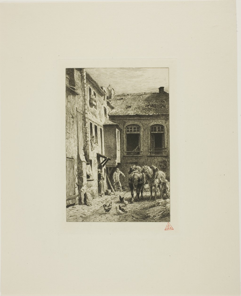 Parisian Courtyard by Charles Emile Jacque