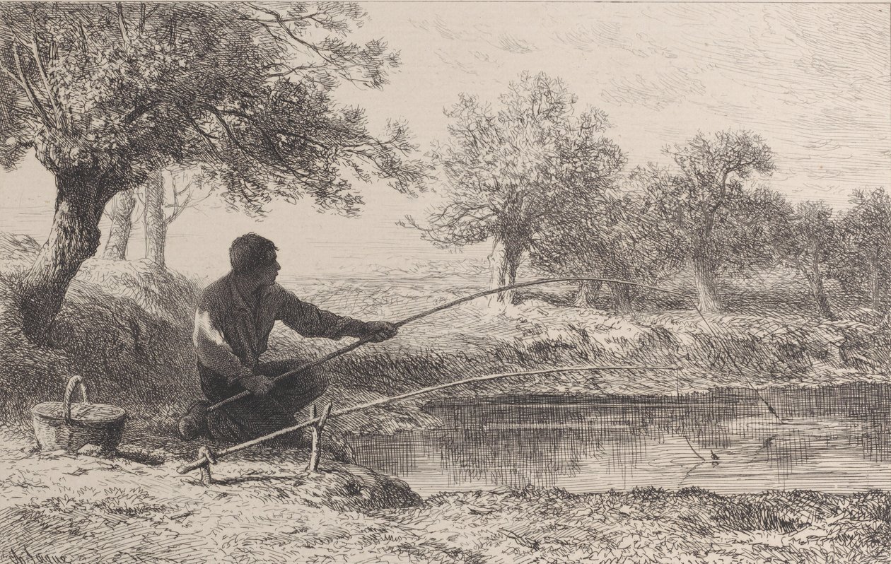 Fishing with Live Bait by Charles Emile Jacque