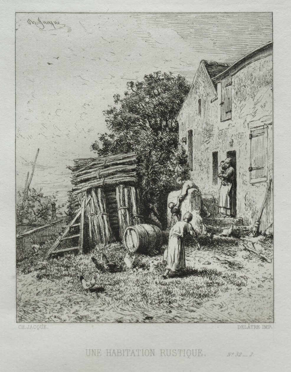Rustic House by Charles Emile Jacque
