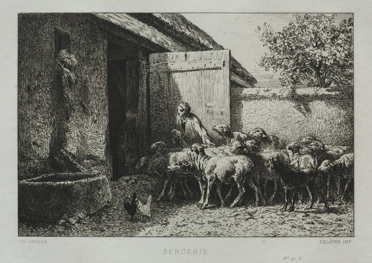 Sheepfold by Charles Emile Jacque
