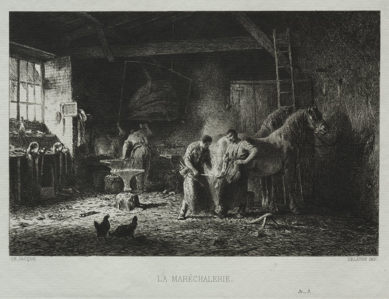 The Blacksmith Shop by Charles Emile Jacque