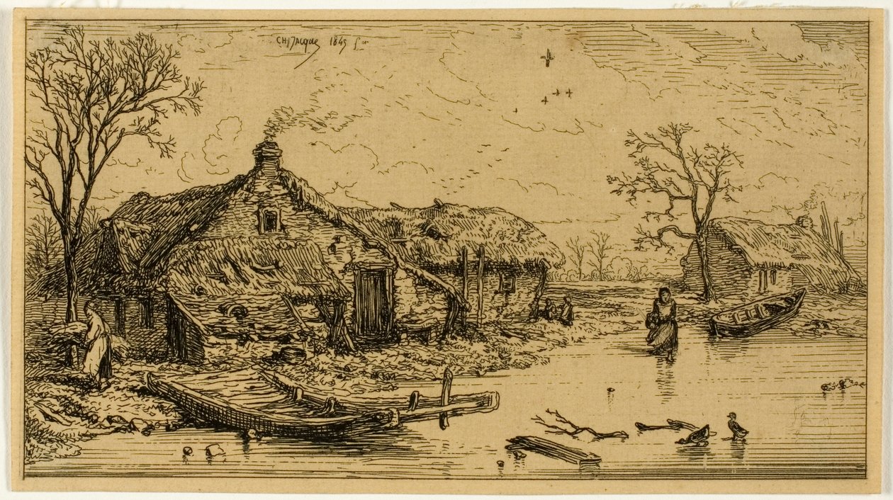 The Frozen Pond by Charles Emile Jacque