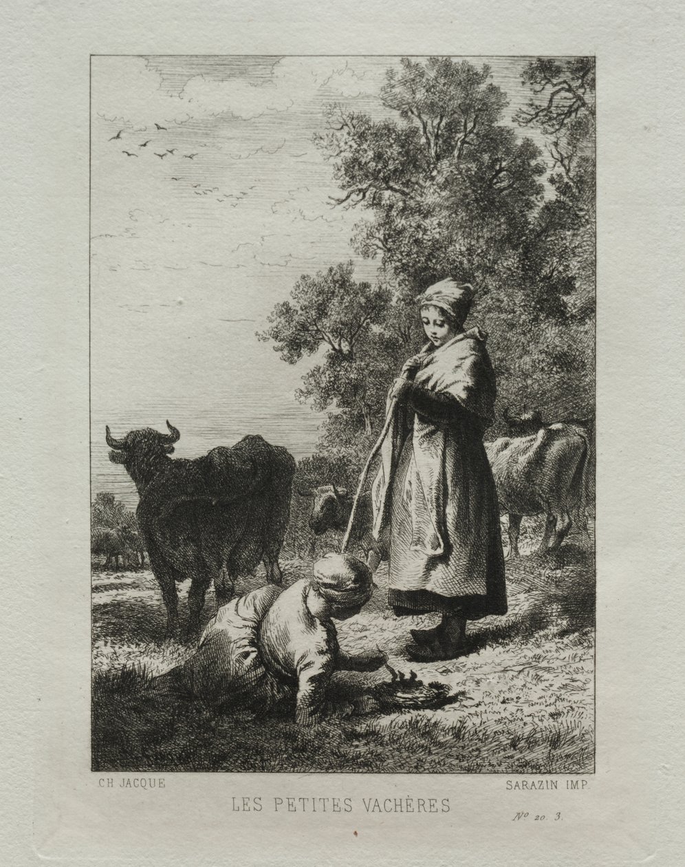 The Little Cowherds by Charles Emile Jacque