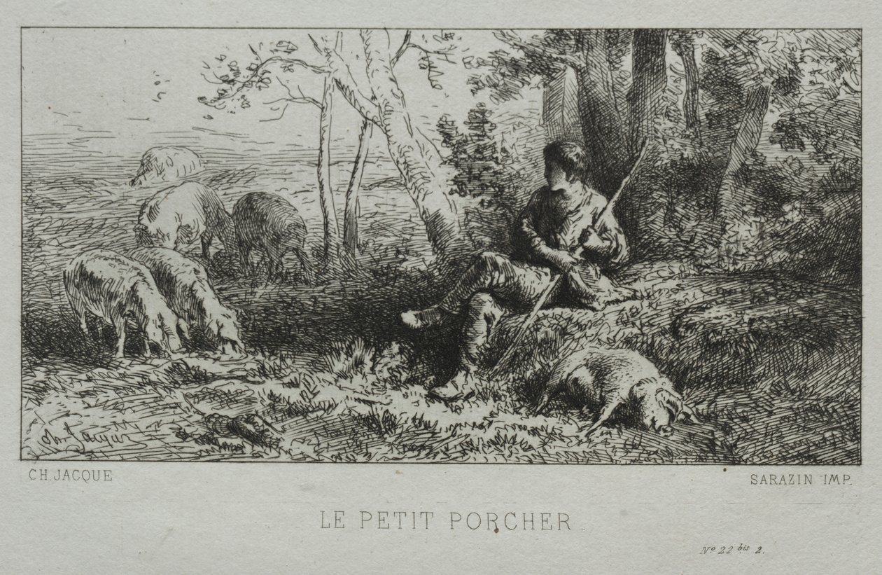 The Little Swineherd by Charles Emile Jacque