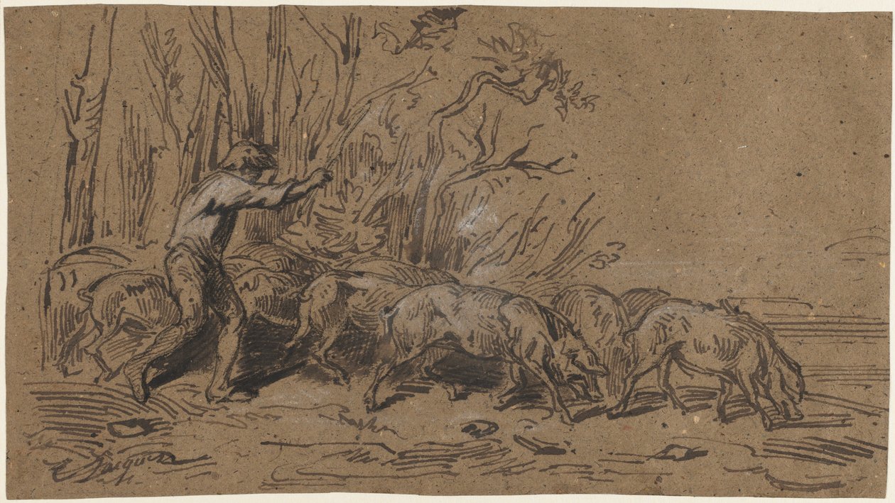 The Truffle Gatherers by Charles Emile Jacque