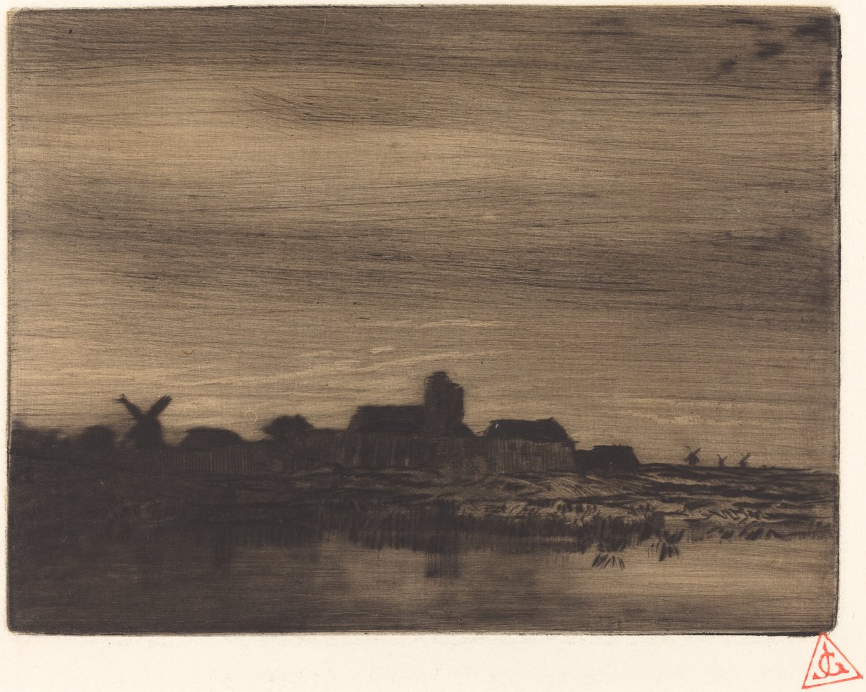 Waterside Village by Charles Emile Jacque