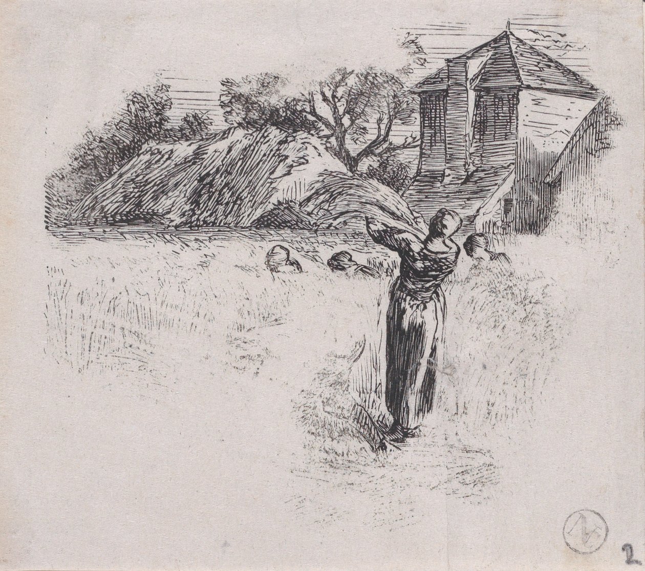 Woman Carrying Sheaf by Charles Emile Jacque