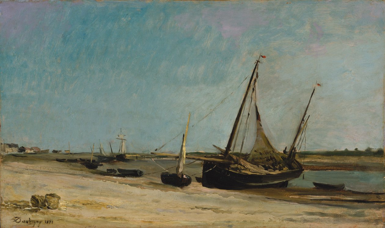 Boats on the Seacoast at Étaples by Charles Francois Daubigny