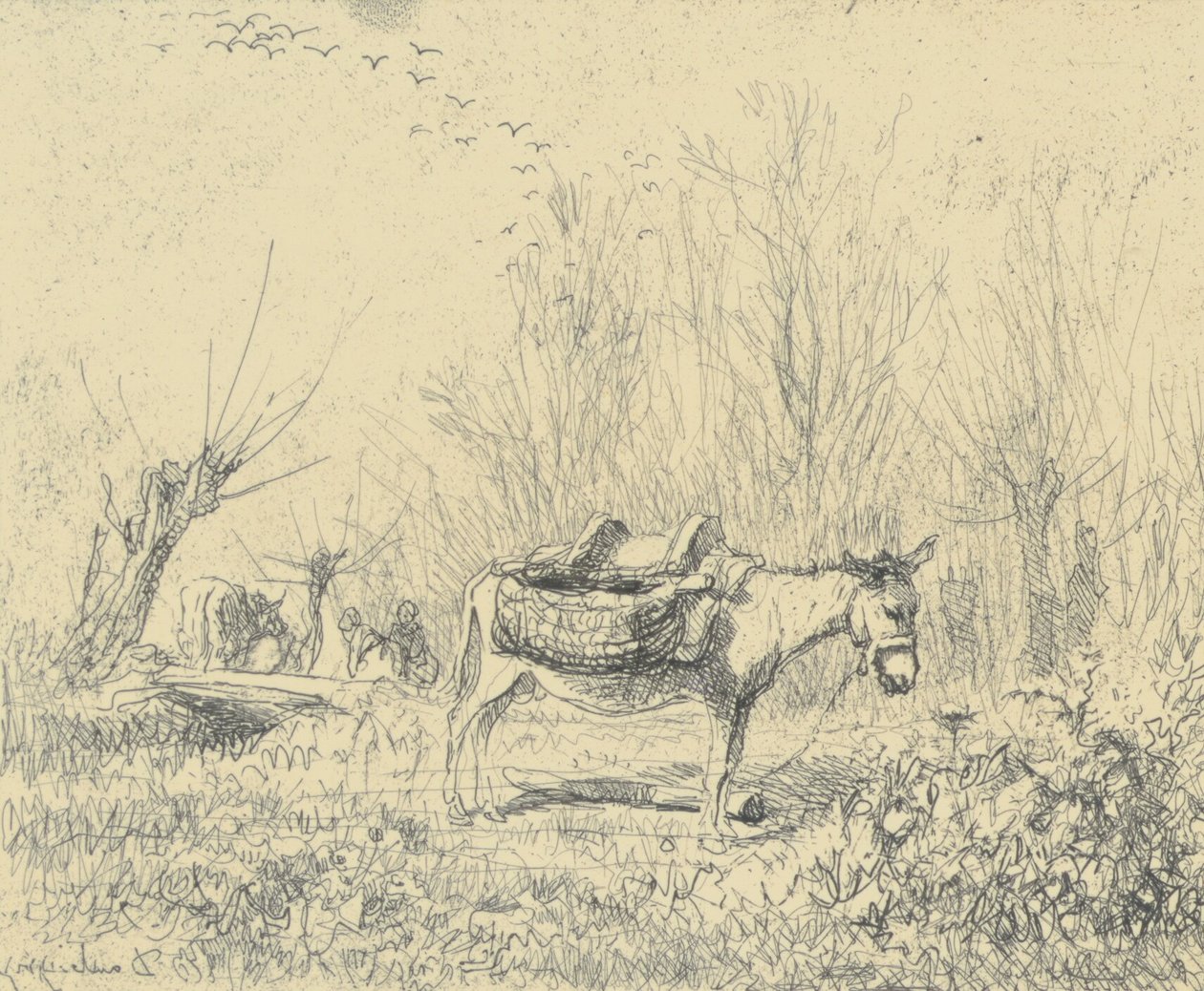 The Donkey in the Meadow by Charles Francois Daubigny