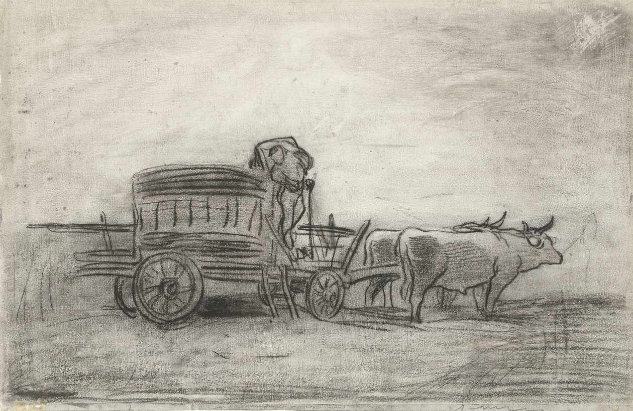 Ox Cart, Darkly Profiled Against the Sky by Charles Francois Daubigny