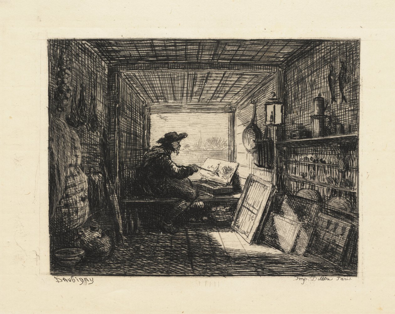 The Boat Studio by Charles Francois Daubigny