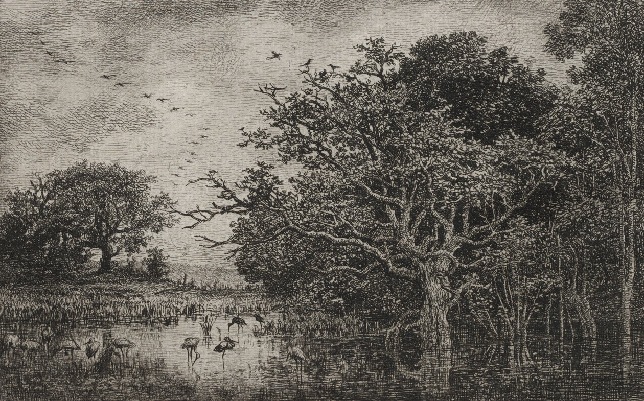 The Marsh with Storks by Charles Francois Daubigny