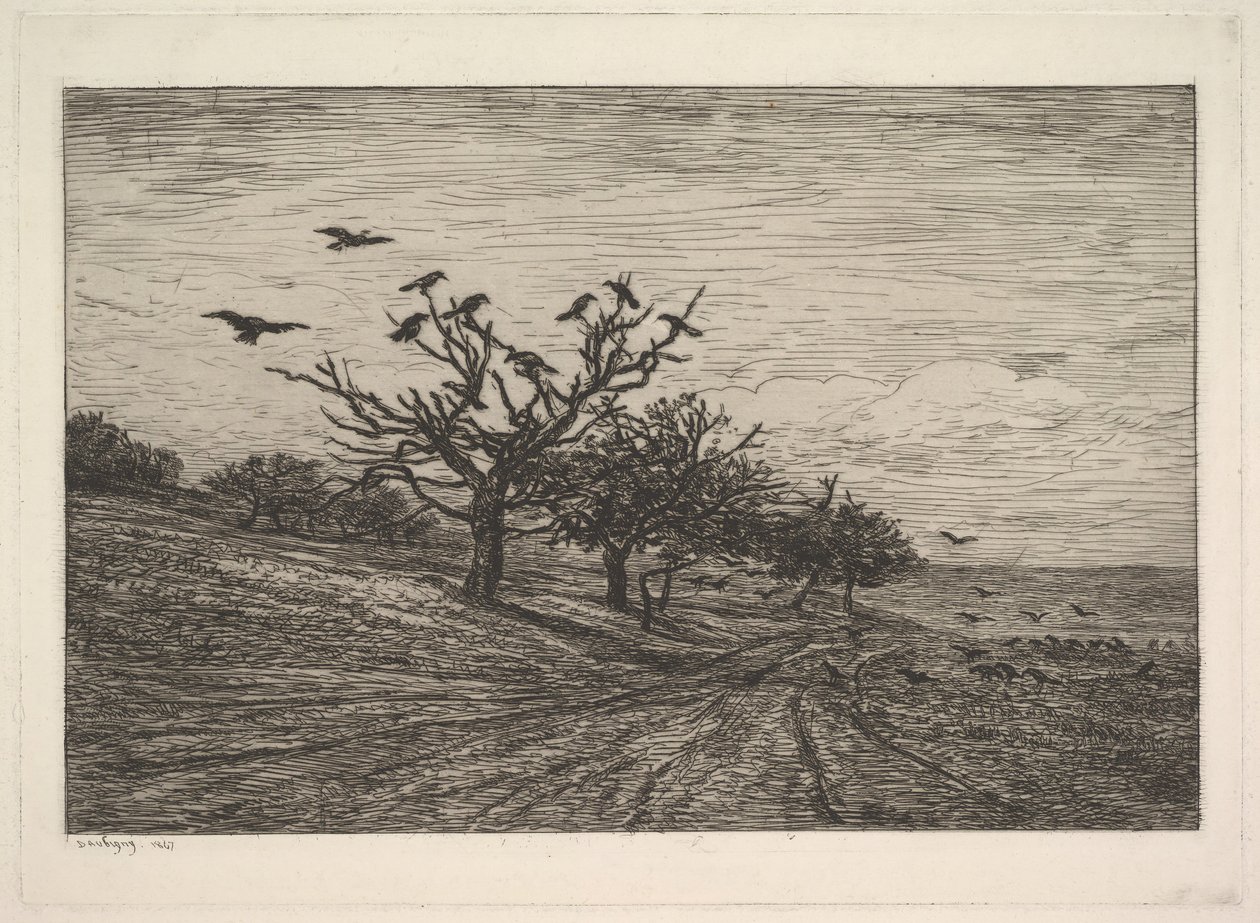 Tree Filled with Crows by Charles Francois Daubigny