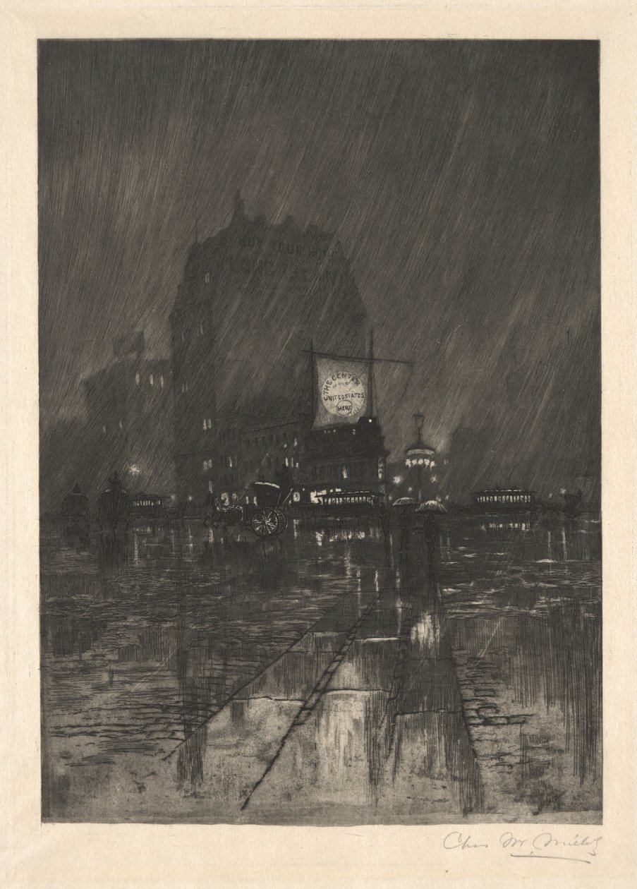 A Rainy Night, Madison Square by Charles Frederick William Mielatz