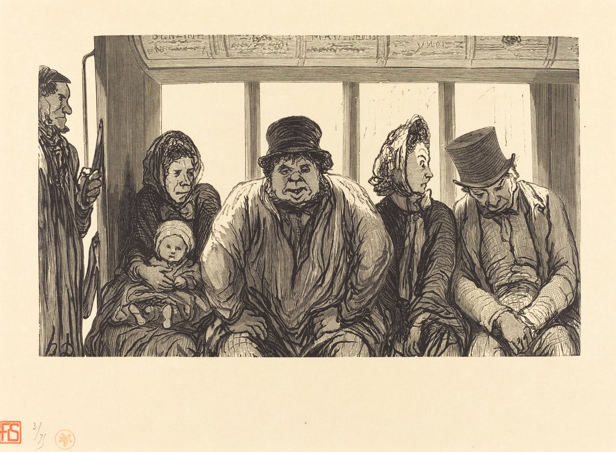 Interior of an Omnibus by Charles Maurand after Honoré Daumier