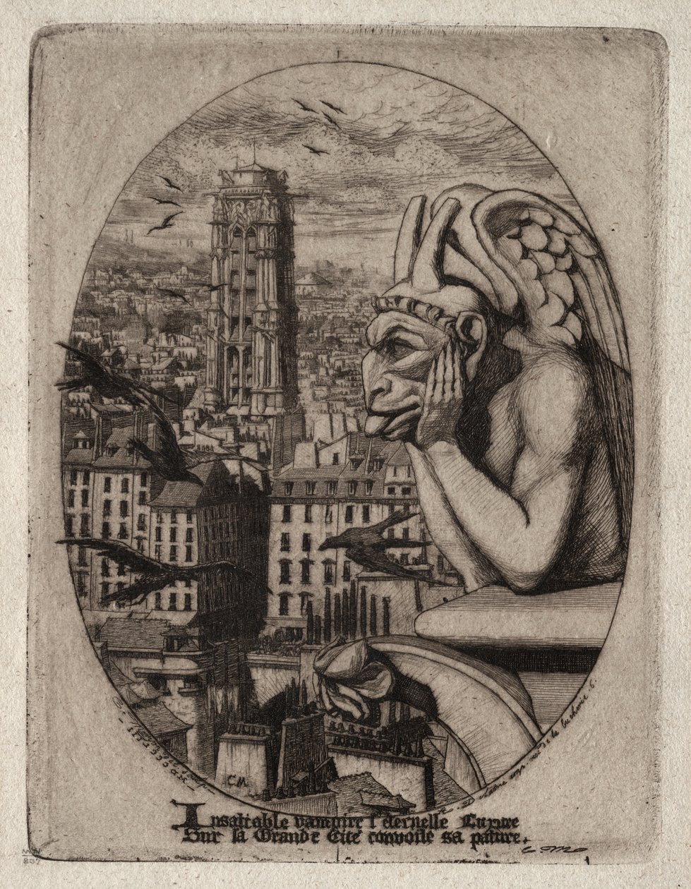 Etchings of Paris: The Gargoyle by Charles Meryon