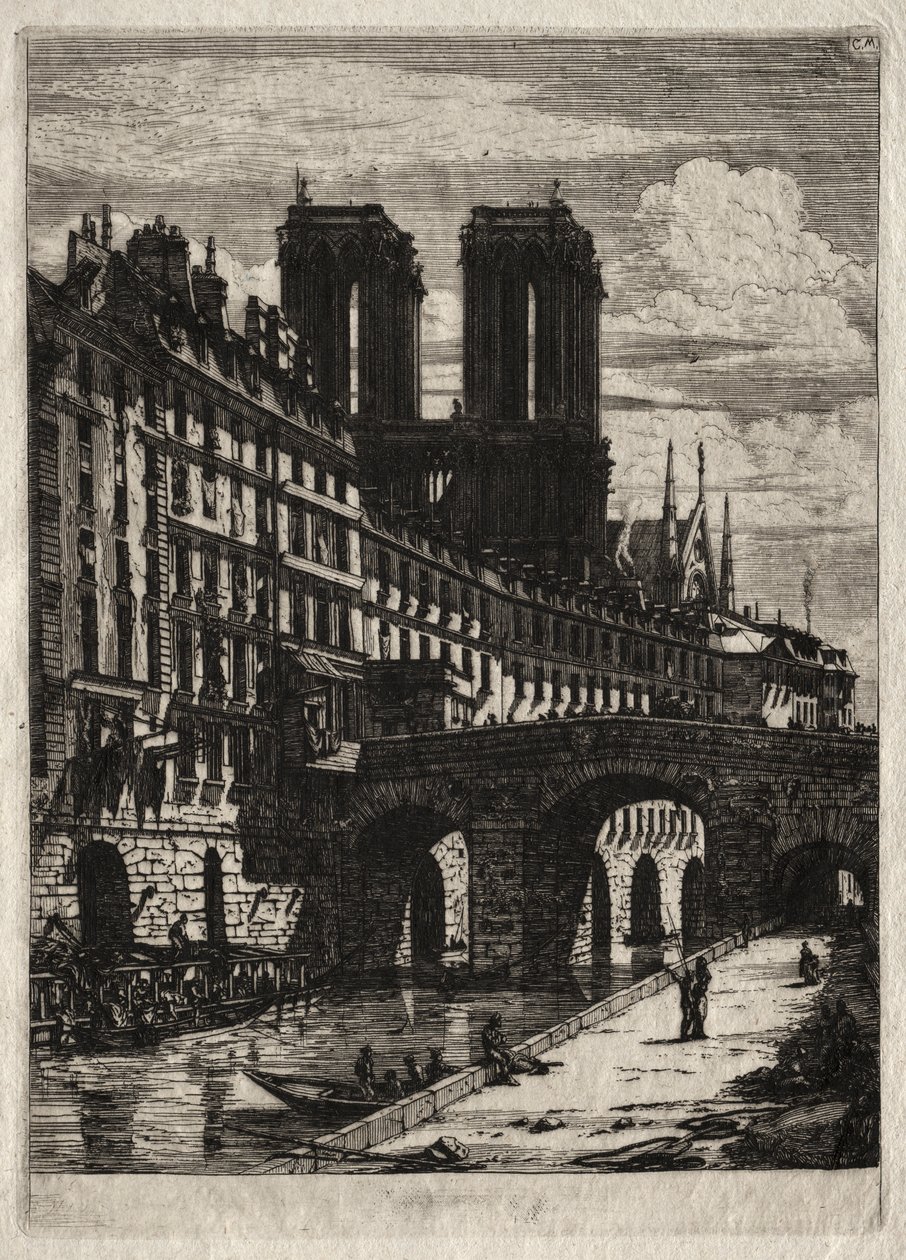 Etchings of Paris: The Little Bridge by Charles Meryon