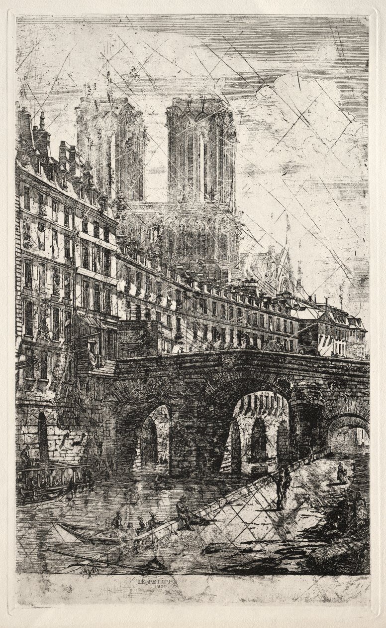 Etchings of Paris: The Little Bridge by Charles Meryon