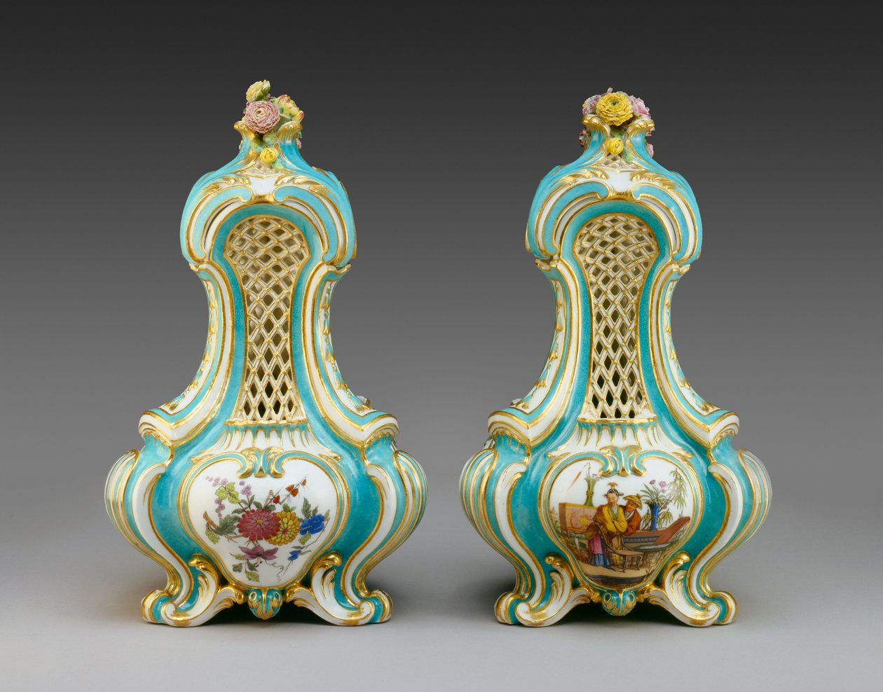 Pair of Triangular Pot-pourri Vases by Charles Nicolas Dodin