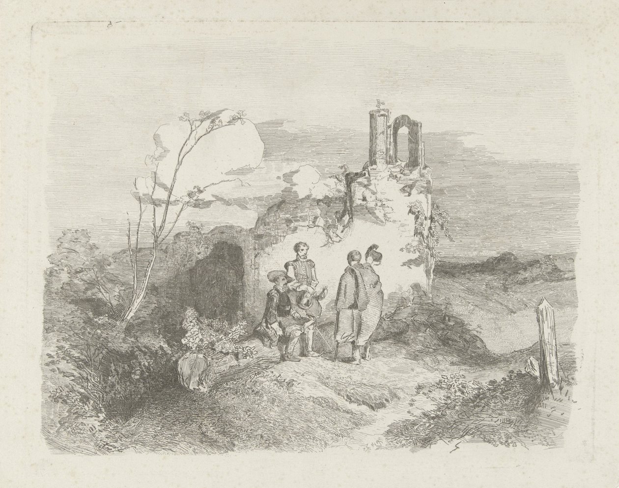 Men by a Ruin by Charles Rochussen