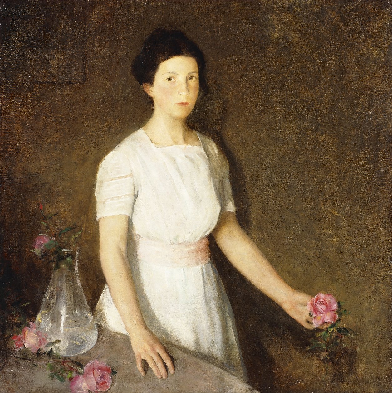 Girl with Red Rose by Charles Webster Hawthorne