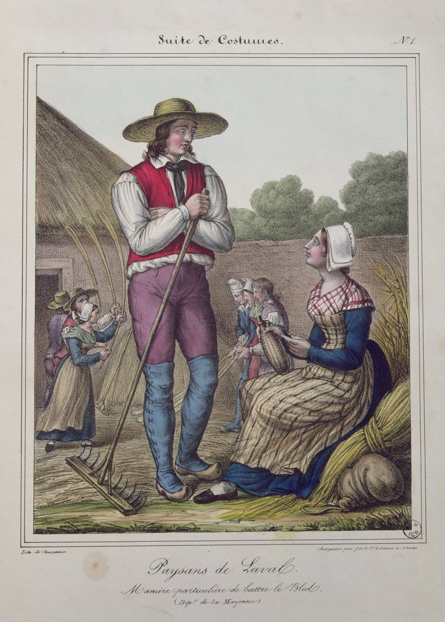Threshing Corn in the Laval Region, c.1845 by Charpentier