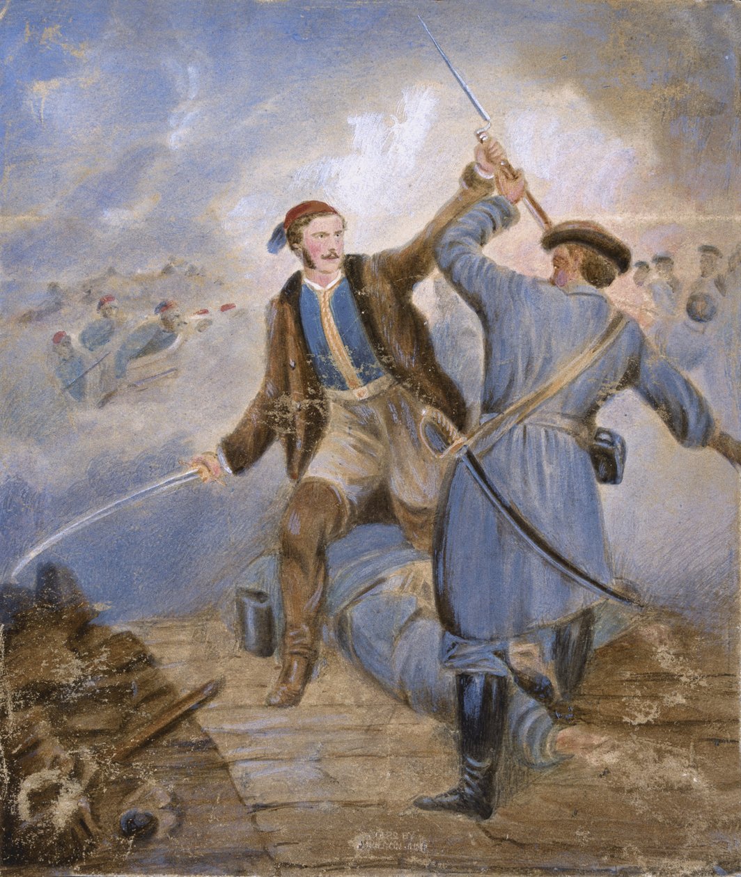 Major CC Teesdale, Winning the VC at Kars, 29th September 1855 by Chevalier Louis William Desanges