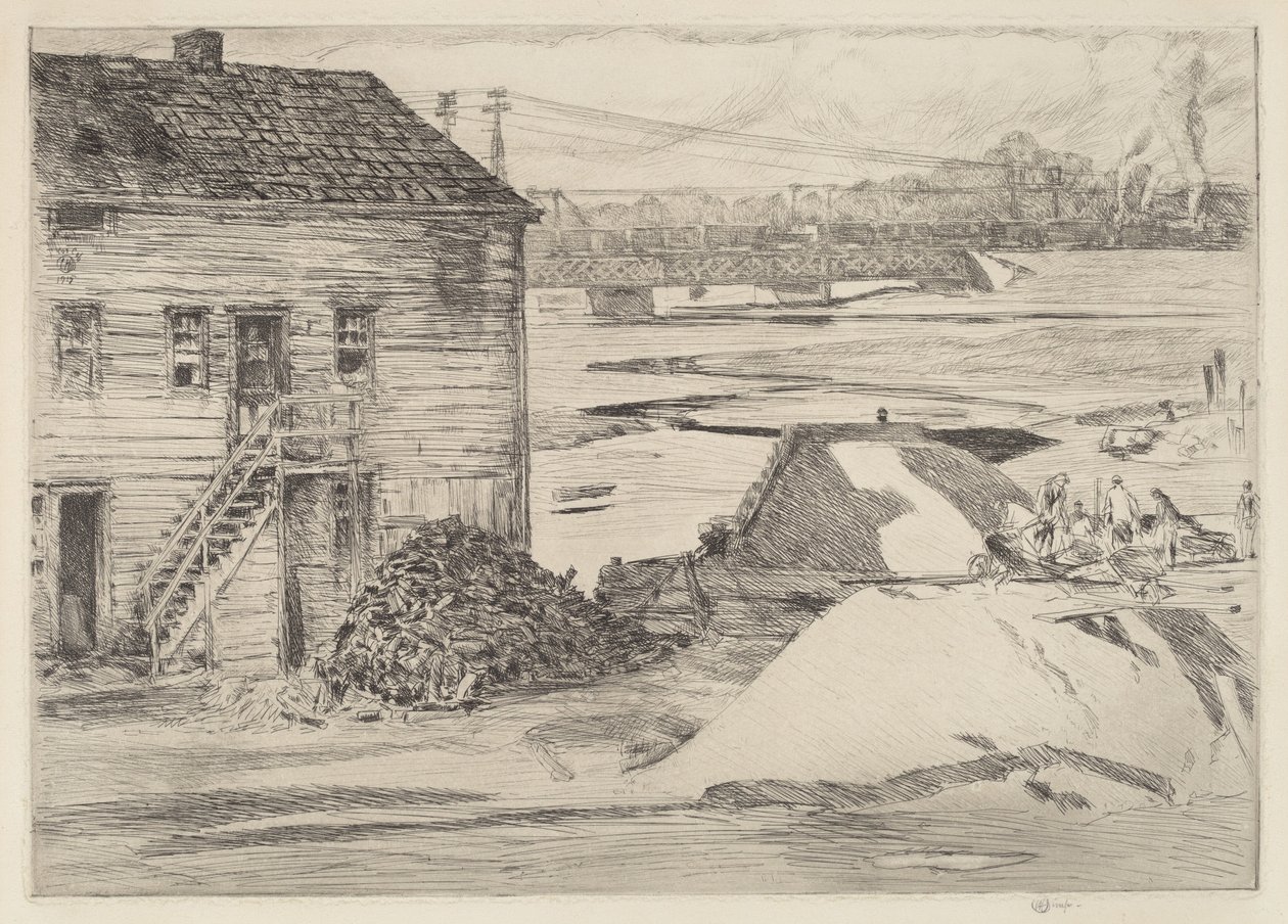 Low Tide, Cos Cob Bridge by Childe Hassam