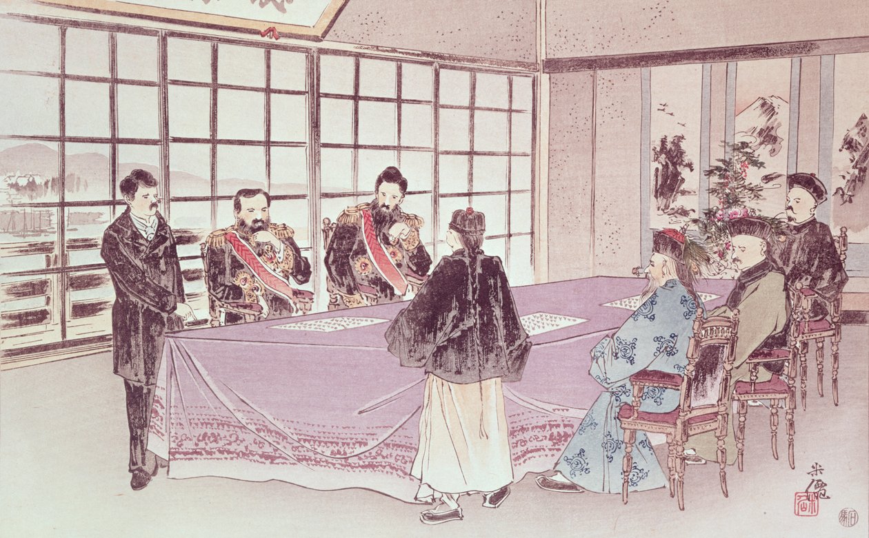 The Japanese Ministers Discussing the Shimonoseki Truce, 16th April 1895 by Chinese School