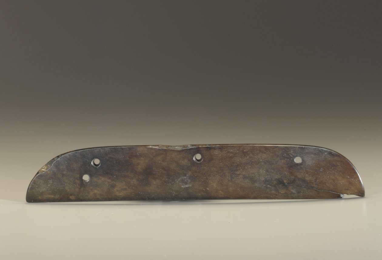 Ceremonial implement; comb-shaped blade form by Chinese School