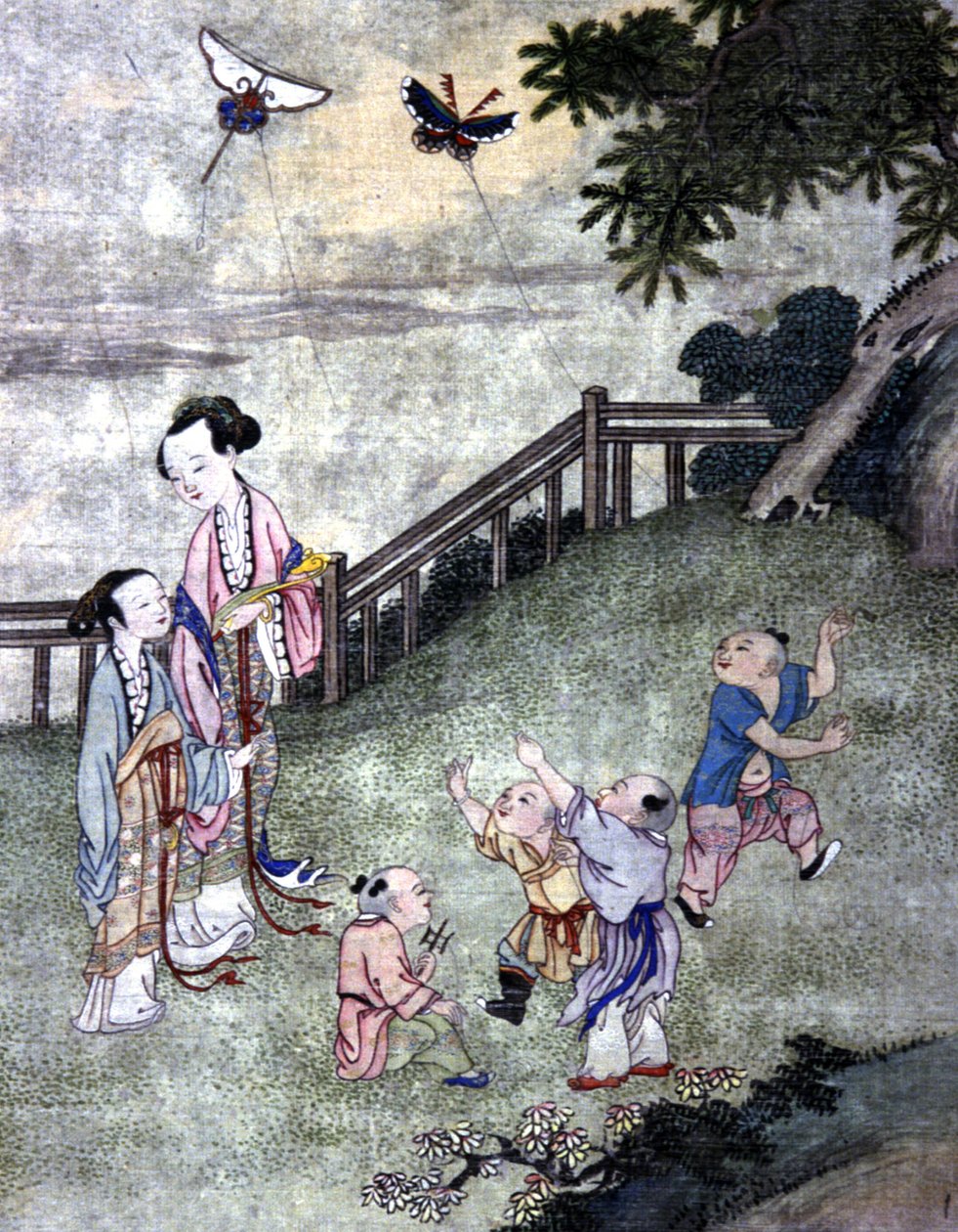 Children Playing Kite by Chinese School