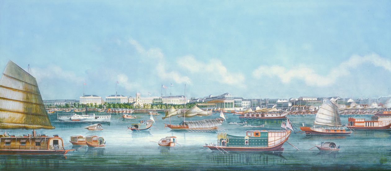 View of the Waterfront at Canton, c.1855 by Chinese School