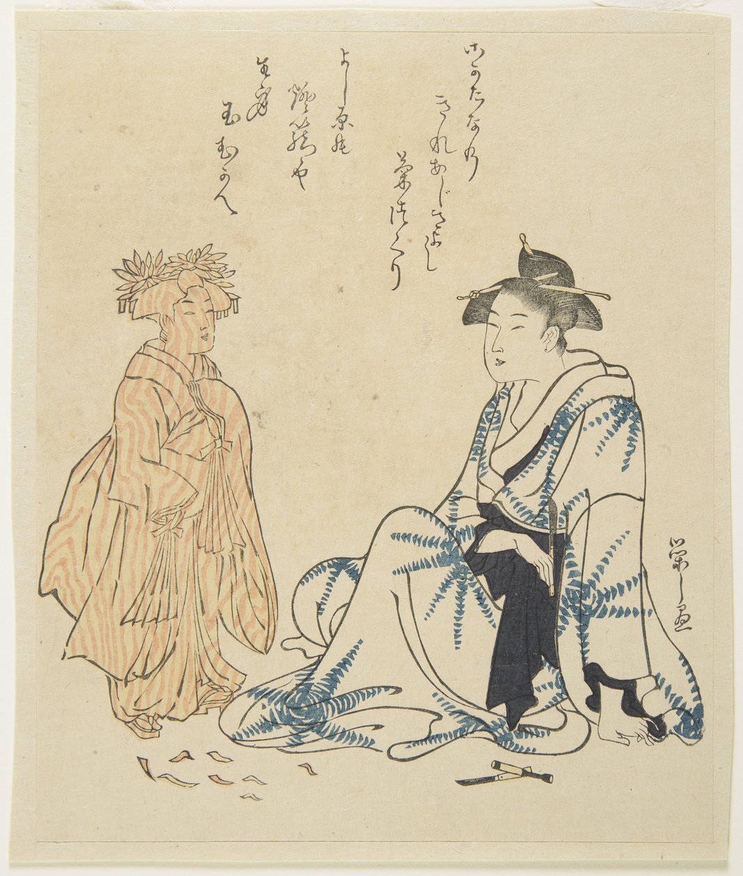 Courtesan and Wooden Doll by Chobunsai Eishi