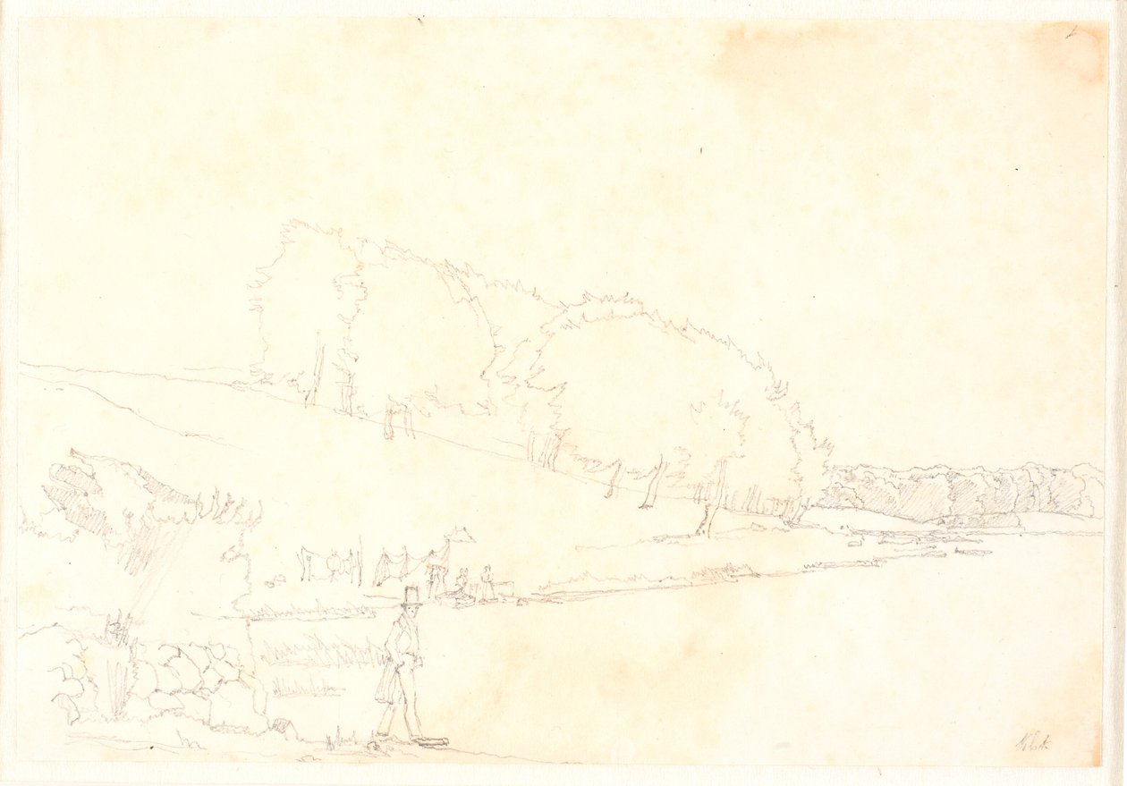 Hilly Landscape with Lake by Christen Købke