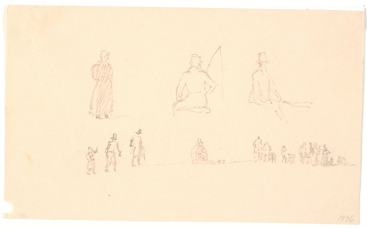 Two Rows of Figure Sketches by Christen Købke