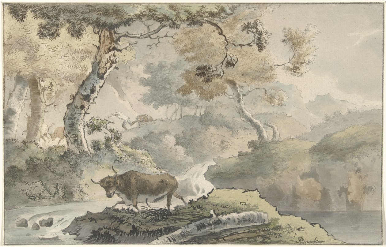 Forest Landscape with Bull by Christiaan Josi