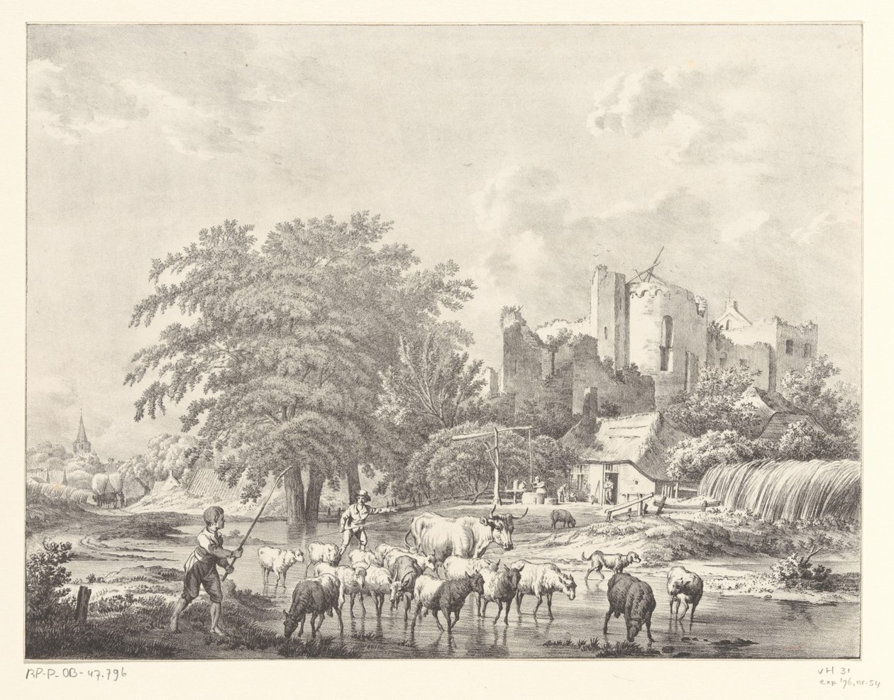 Herd of Cattle by the Ruins of Brederode Castle by Christiaan Josi