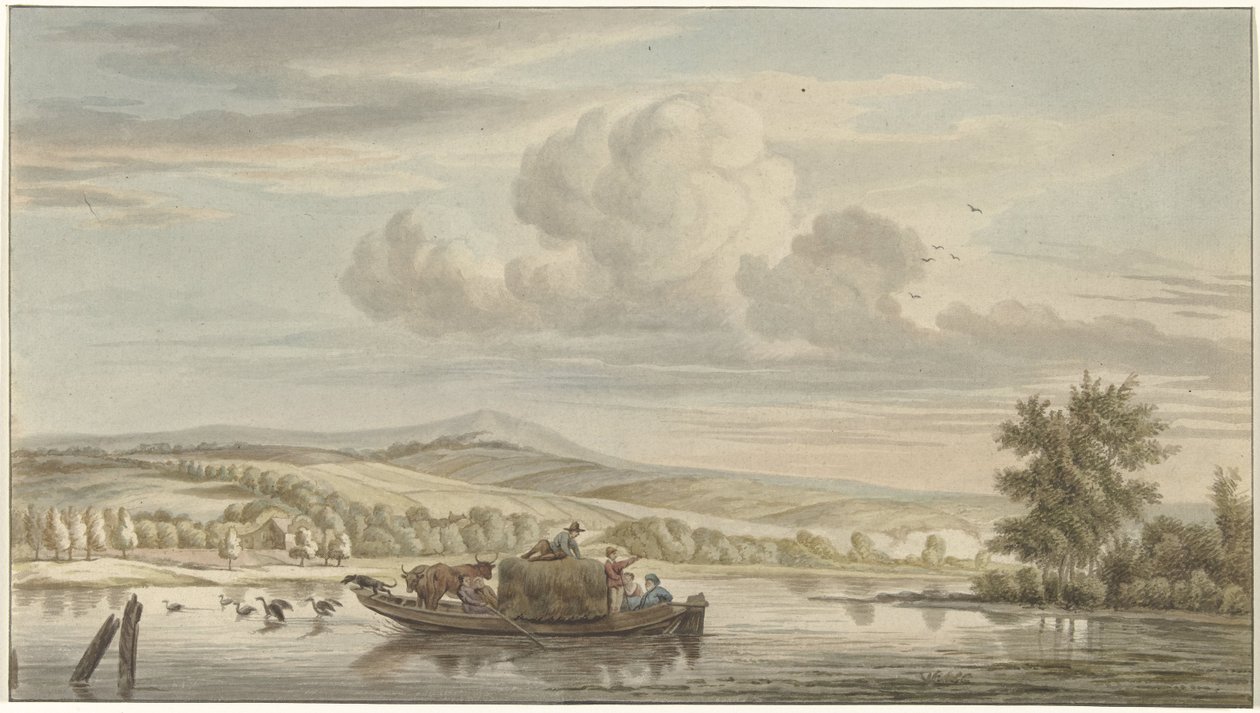 River View with Hay Barge by Christiaan Josi