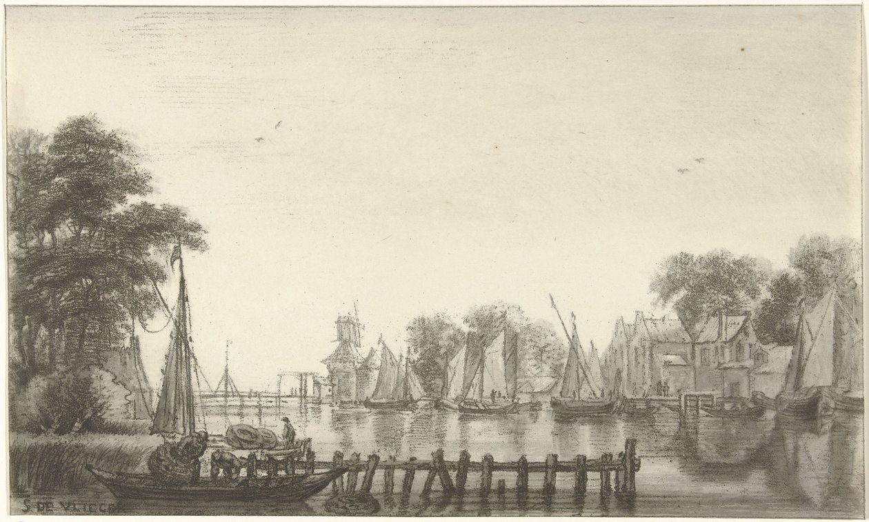 River View with Sailing Ships by Christiaan Josi