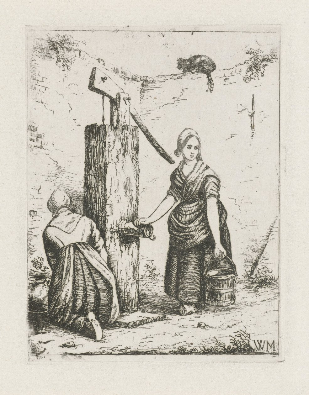 Two Women at a Water Pump by Christiaan Wilhelmus Moorrees