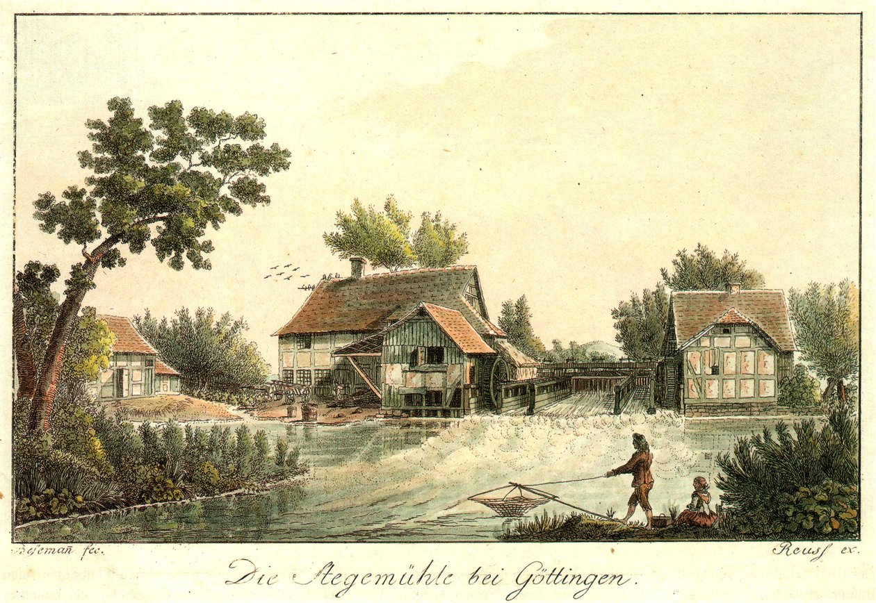 Former Stegemühle at the Site of the Present Waterworks of the Same Name on the Leine South of Göttingen by Christian Andreas Besemann