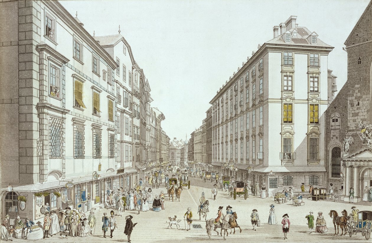 View of Kohlmarkt by Christian Georg II Schutz or Schuz