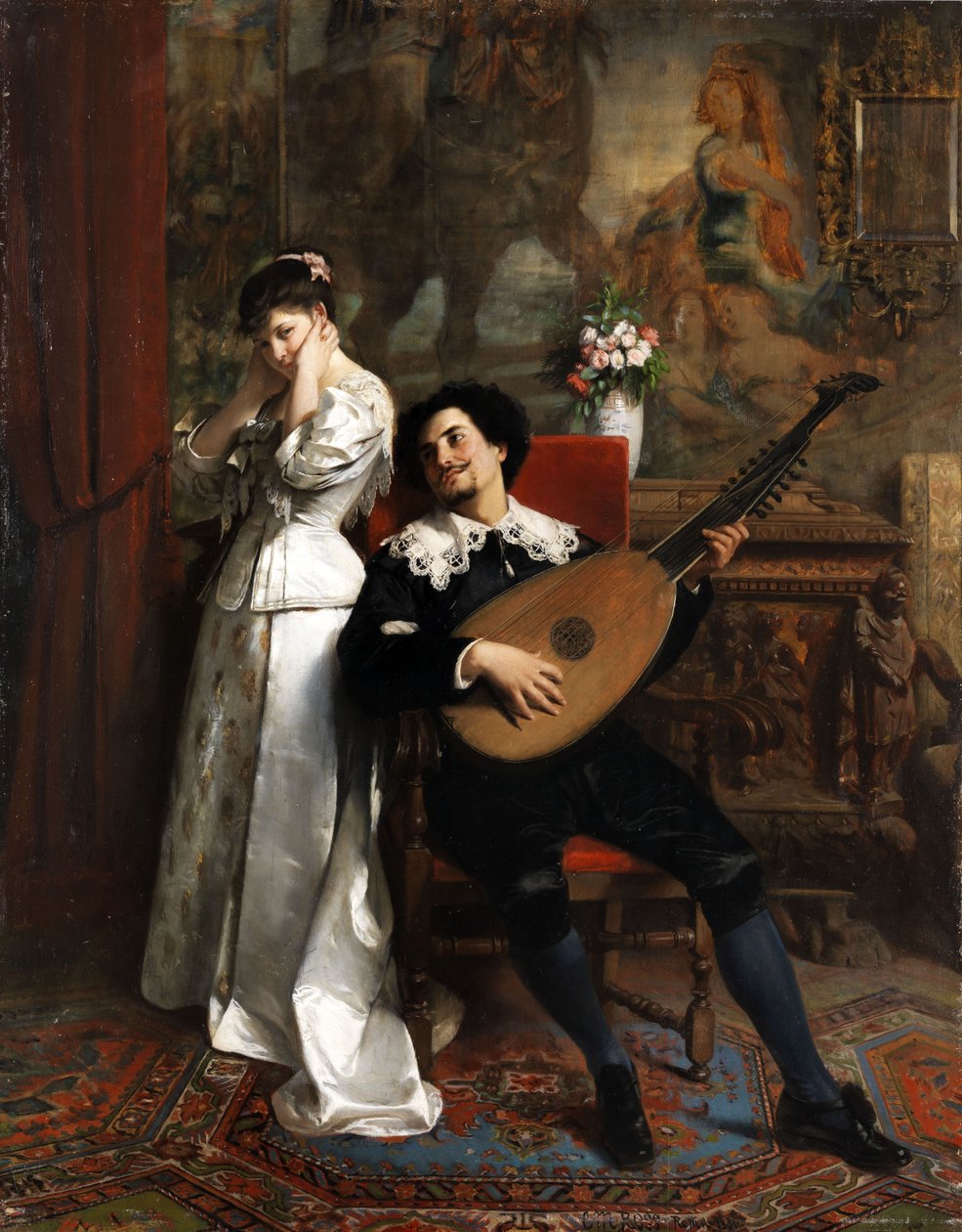Lutenist with Young Lady in the Salon by Christian Meyer Ross