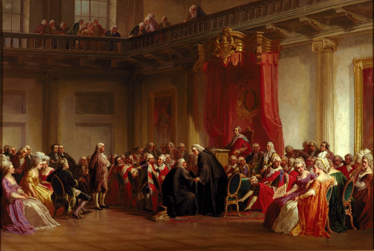 Benjamin Franklin Appearing Before the Privy Council by Christian Schussele